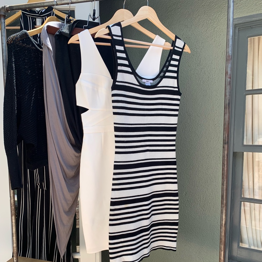 Bar III sz S stretch knit. Black and white stripe.